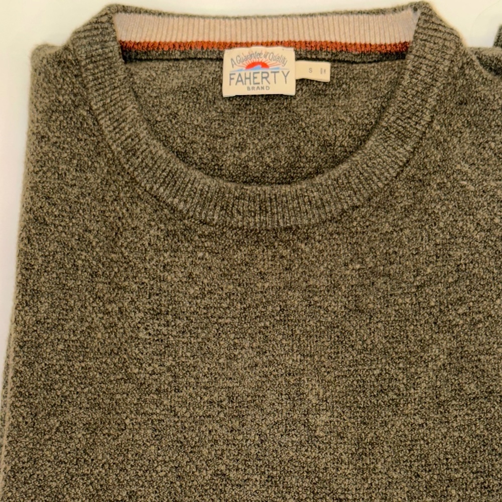 Faherty Jackson Crew Sweater - Olive Heather / S